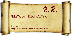 Nádor Richárd névjegykártya